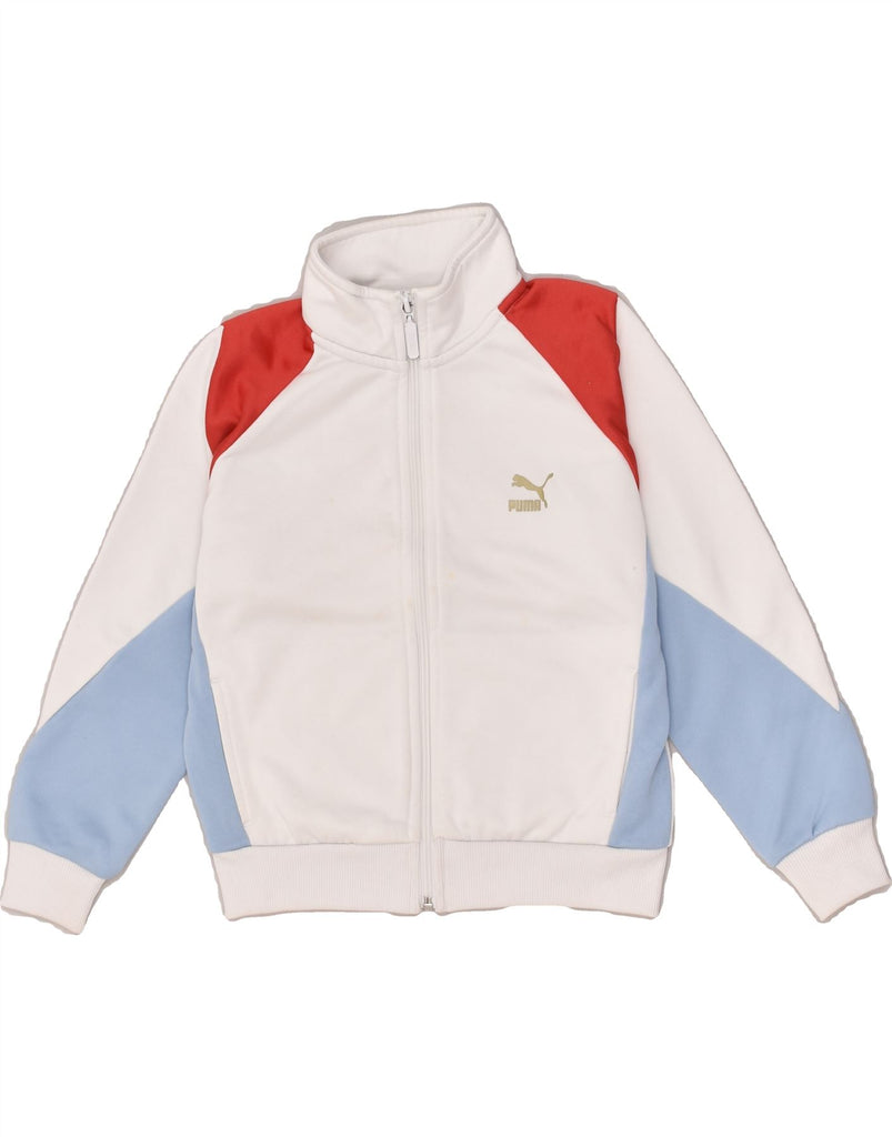 PUMA Boys Tracksuit Top Jacket 7-8 Years White Polyester | Vintage Puma | Thrift | Second-Hand Puma | Used Clothing | Messina Hembry 