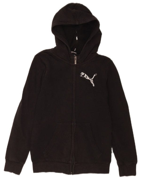 Puma Boys Zip Hoodie Sweater 11-12 Years Black Cotton