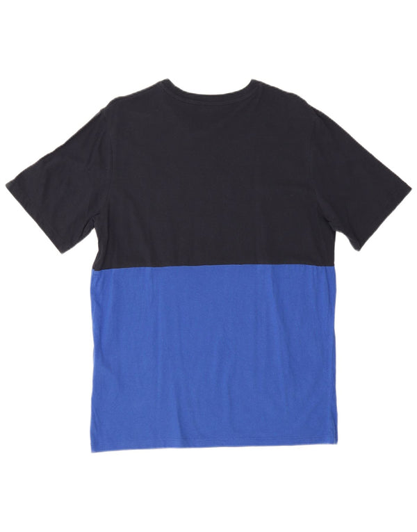 Jack & Jones Mens Graphic T-Shirt Top Medium Navy Blue Colourblock Cotton