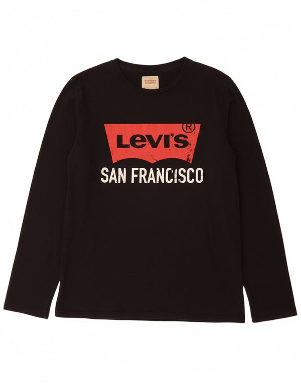 LEVI'S Boys Graphic Top Long Sleeve 15-16 Years Black Cotton