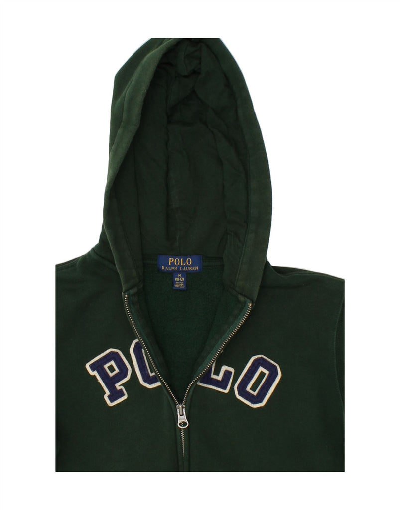 POLO RALPH LAUREN Boys Zip Hoodie Sweater 10-11 Years Medium  Green Cotton Vintage Polo Ralph Lauren and Second-Hand Polo Ralph Lauren from Messina Hembry 