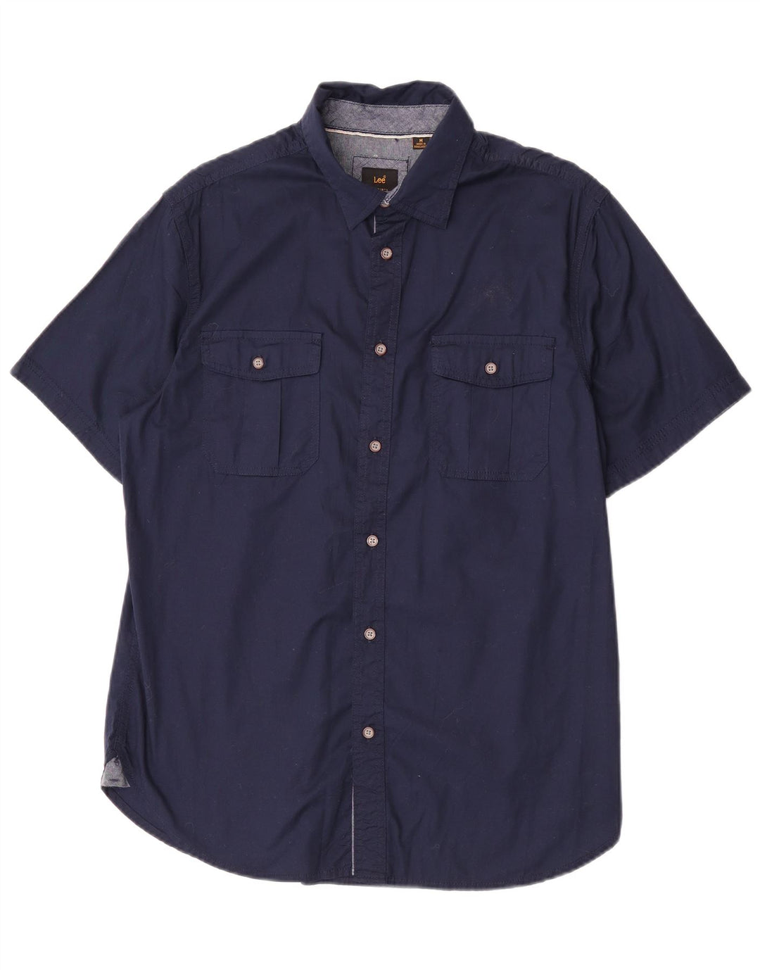 Lee Mens Short Sleeve Shirt Medium Navy Blue Cotton