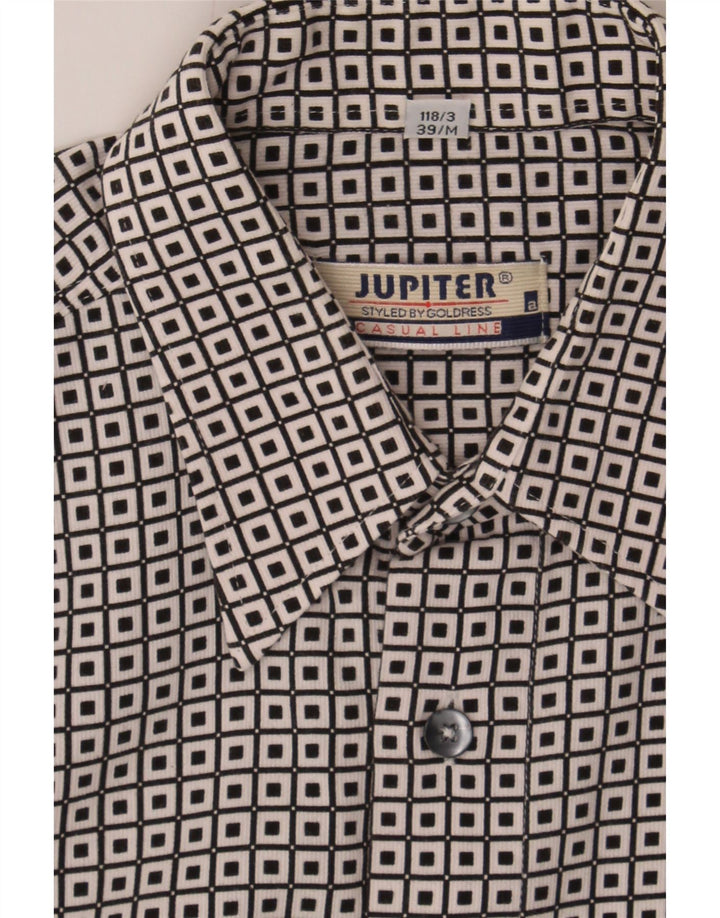 JUPITER Mens Short Sleeve Shirt Size 39 Medium Black Geometric Cotton Vintage Jupiter and Second-Hand Jupiter from Messina Hembry 