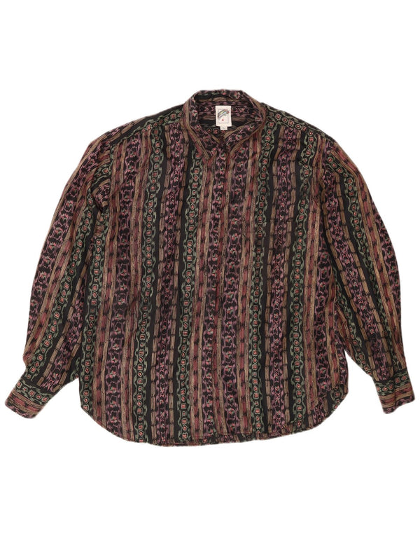 Vintage Mens Shirt Large Multicoloured Geometric Silk