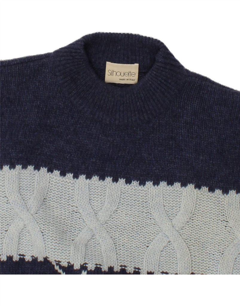 SILHOUETTE Womens Turtle Neck Jumper Sweater UK 16 Large Navy Blue Vintage Silhouette and Second-Hand Silhouette from Messina Hembry 