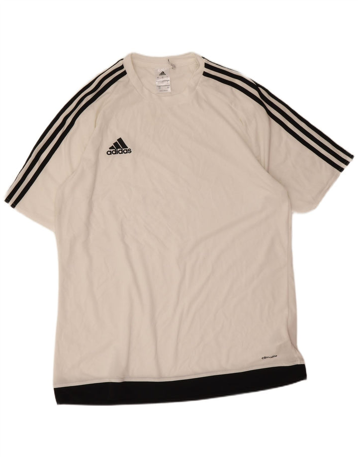 Adidas Mens Climalite T-Shirt Top Large White Colourblock Polyester