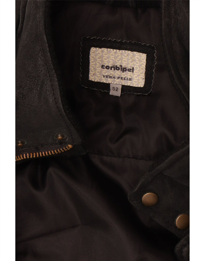 Conbipel Mens Leather Jacket IT 52 Large Black Leather