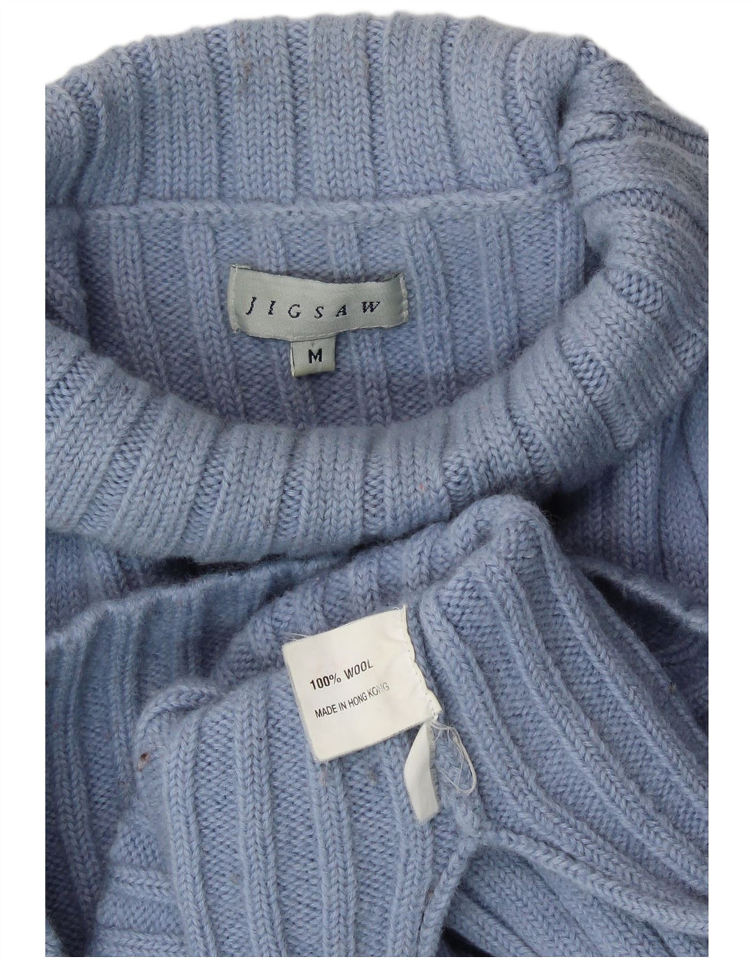 JIGSAW Womens Roll Neck Jumper Sweater UK 14 Medium Blue Wool