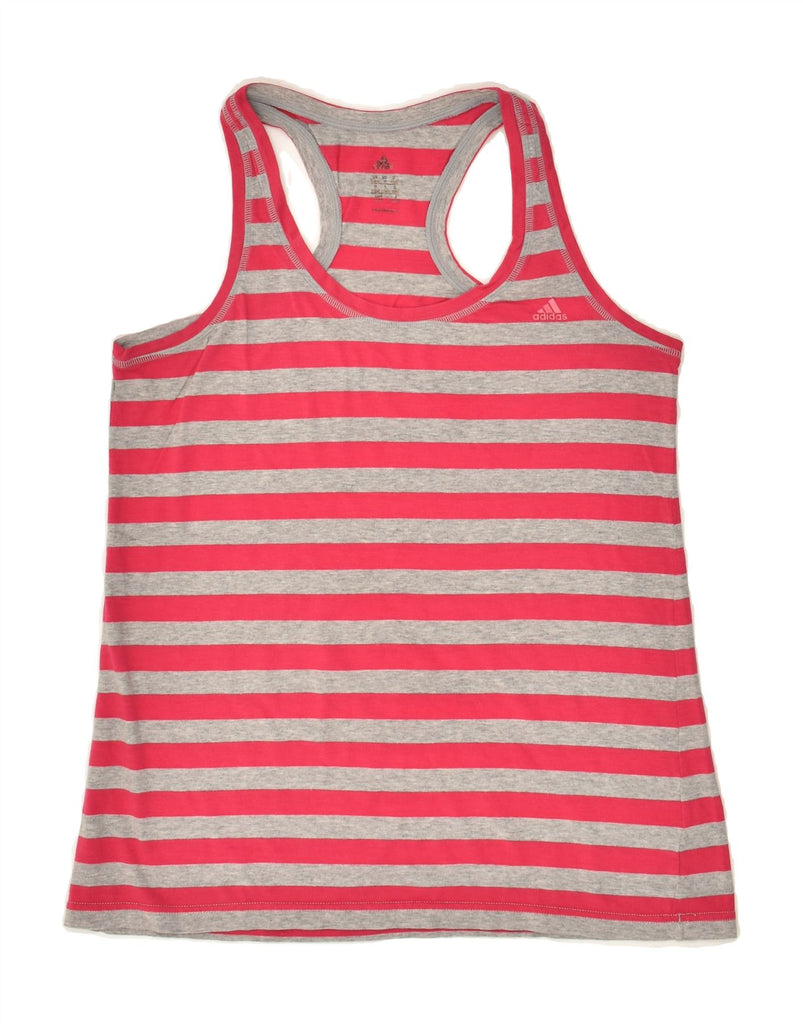 ADIDAS Womens Vest Top UK 12/14 Medium Red Striped Vintage Adidas and Second-Hand Adidas from Messina Hembry 