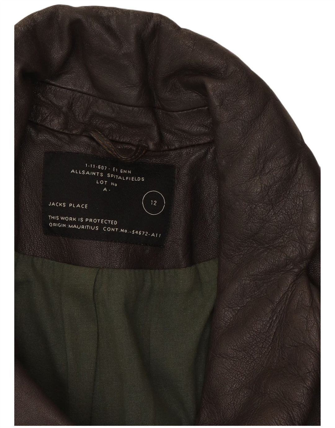 ALL SAINTS Womens Crop Leather Jacket UK 12 M Brown Leather