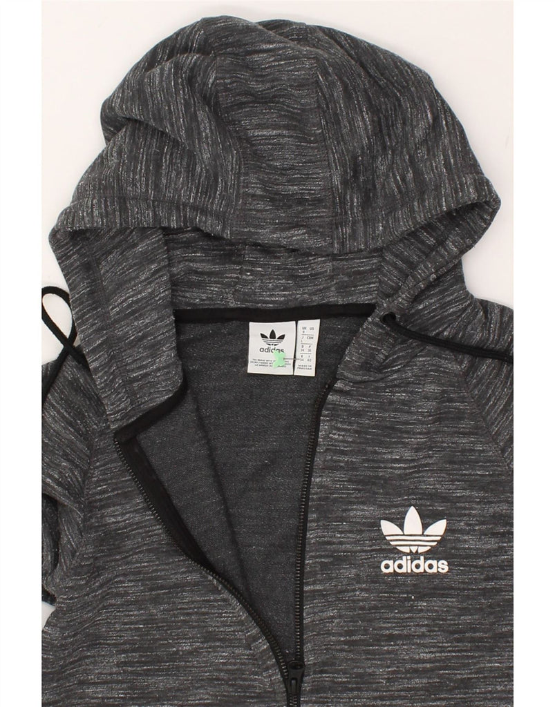 ADIDAS Womens Zip Hoodie Sweater UK 8 Small Grey Flecked Cotton | Vintage Adidas | Thrift | Second-Hand Adidas | Used Clothing | Messina Hembry 