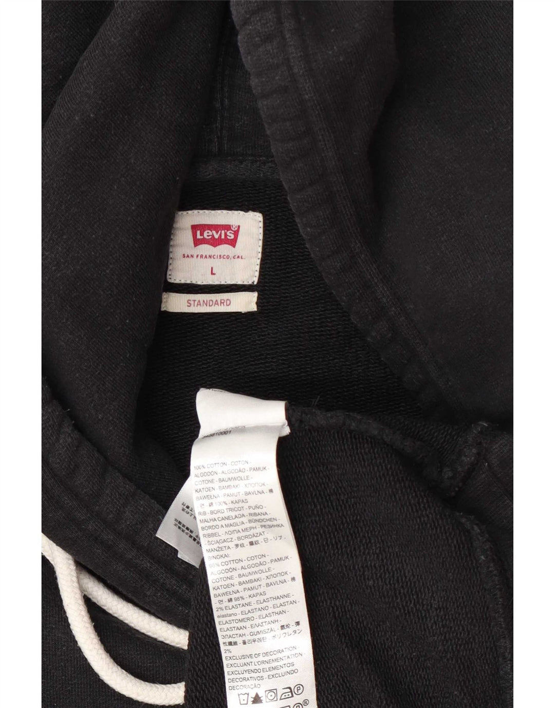 Levi's Mens Standard Fit Hoodie Jumper Large Black Cotton