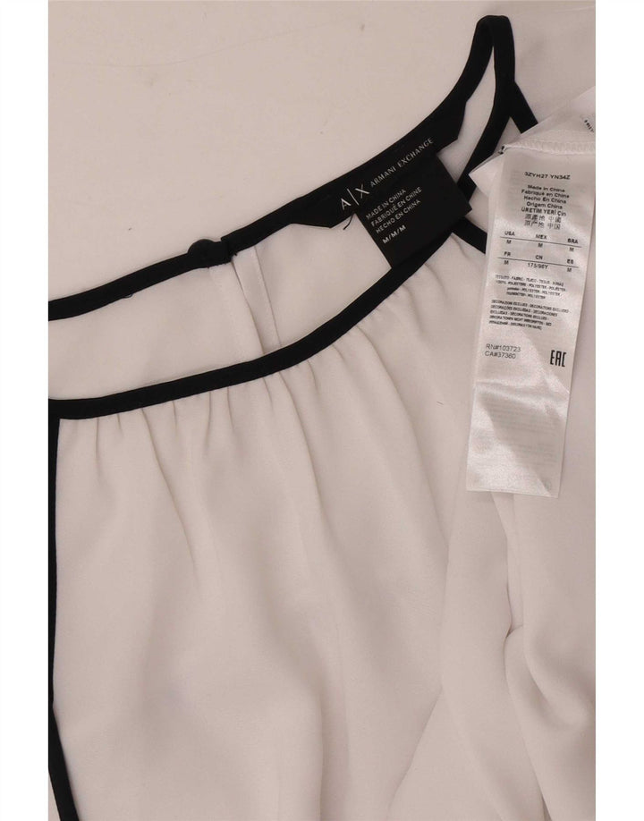Armani Exchange Womens Blouse Top UK 14 Medium White Colourblock Polyester