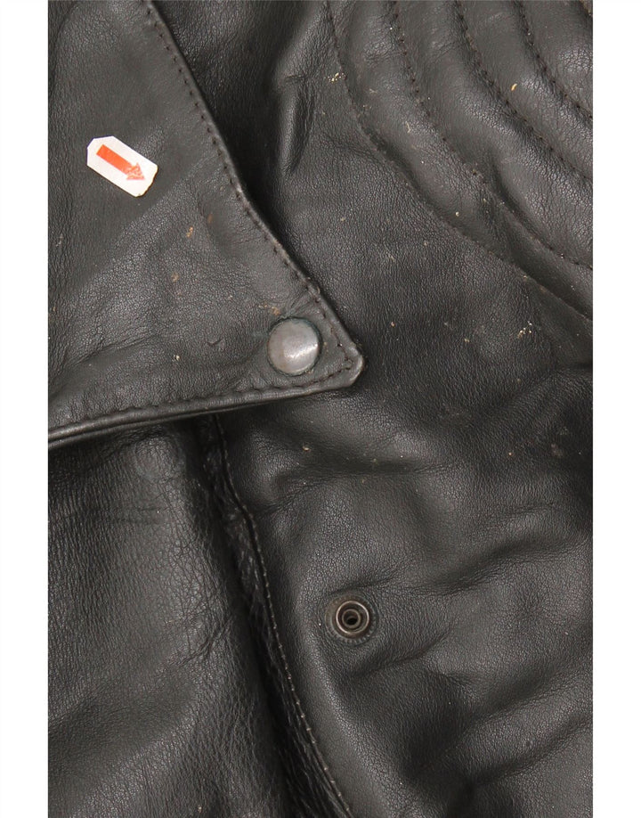 Vintage Womens Leather Biker Jacket UK 22 3XL Black Leather