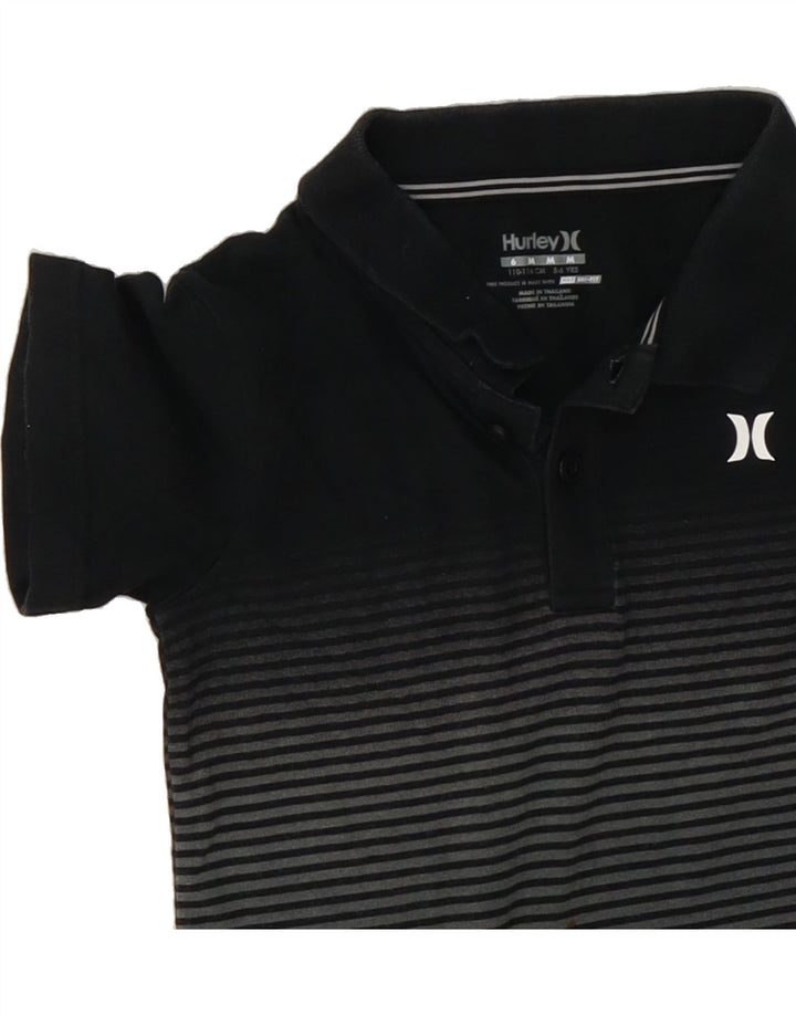 HURLEY Boys Polo Shirt 5-6 Years Medium  Grey Striped Cotton Vintage Hurley and Second-Hand Hurley from Messina Hembry 