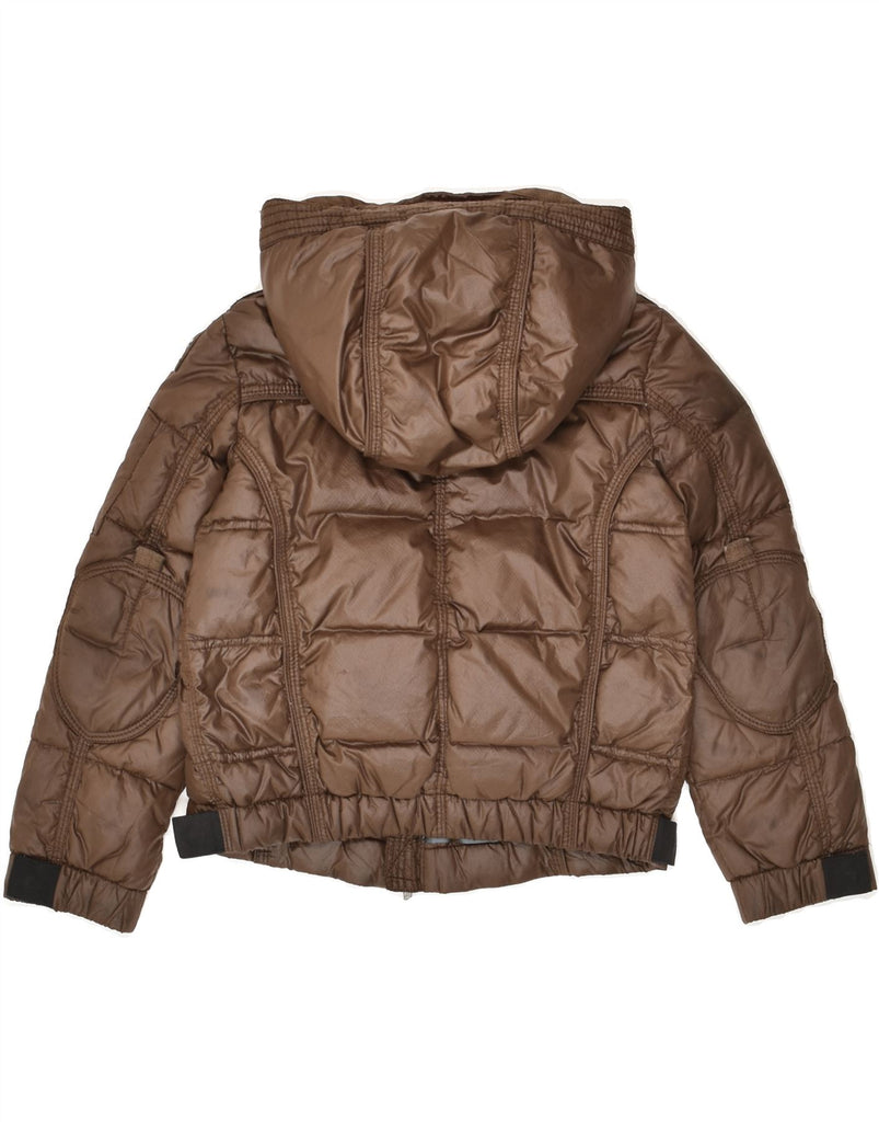 DEKKER Boys Graphic Hooded Padded Jacket 6-7 Years XS Brown Polyamide | Vintage Dekker | Thrift | Second-Hand Dekker | Used Clothing | Messina Hembry 