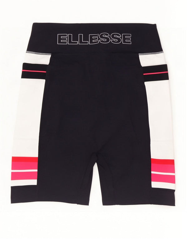 Ellesse Womens Graphic Sport Shorts UK 12 Medium Black Colourblock