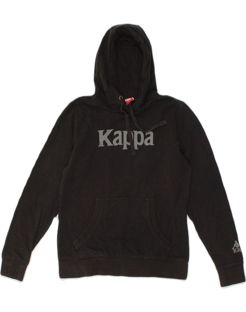 KAPPA Mens Graphic Hoodie Jumper Small Black Cotton | Vintage Kappa | Thrift | Second-Hand Kappa | Used Clothing | Messina Hembry 