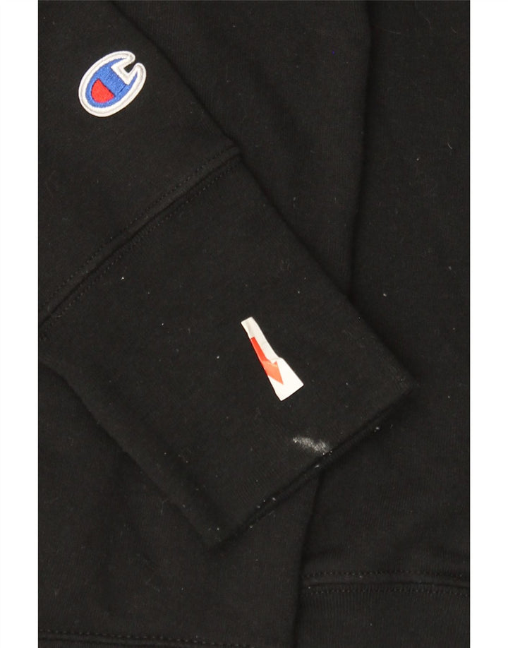 Champion Womens Graphic Hoodie Jumper UK 14 Medium Black Polyester