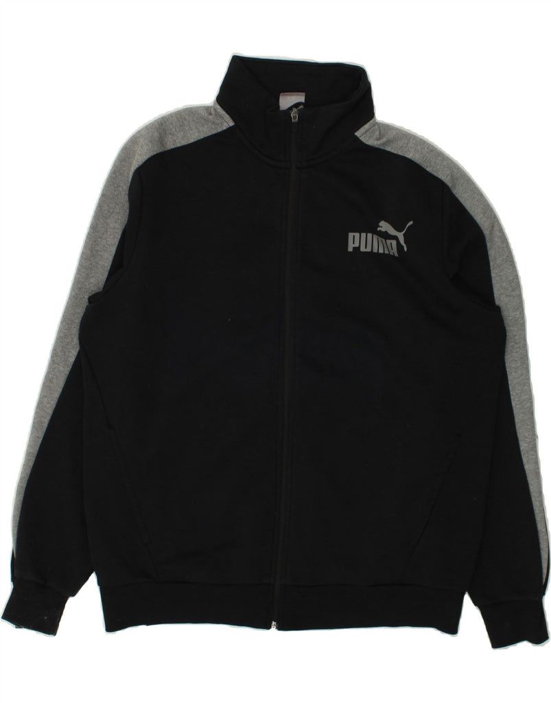 PUMA Mens Tracksuit Top Jacket Large Black Colourblock Cotton | Vintage Puma | Thrift | Second-Hand Puma | Used Clothing | Messina Hembry 