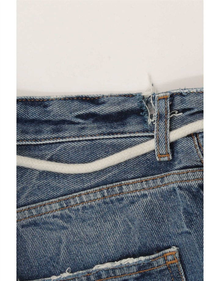 Zara Mens Distressed Denim Shorts EU 38 Small W30  Blue Cotton
