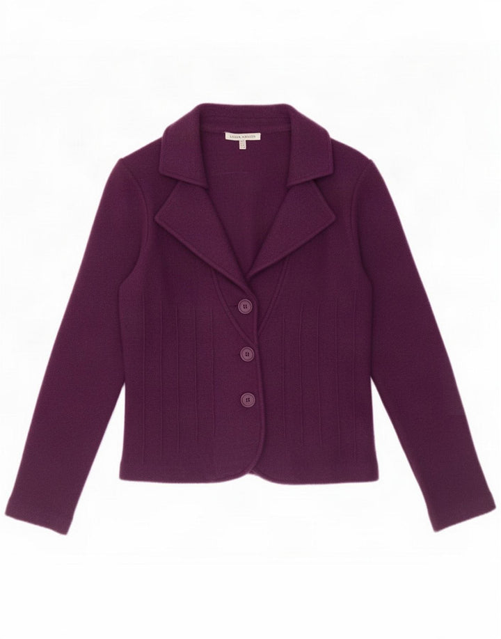 Laura Ashley Womens 3 Button Blazer Jacket UK 12 Medium Purple Lambswool