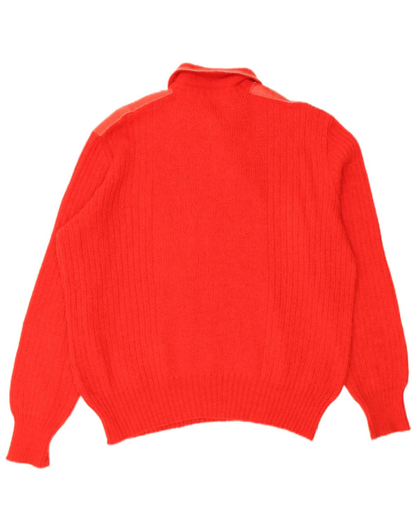 Vintage Mens Polo Neck Jumper Sweater Large Red Alpaca Wool