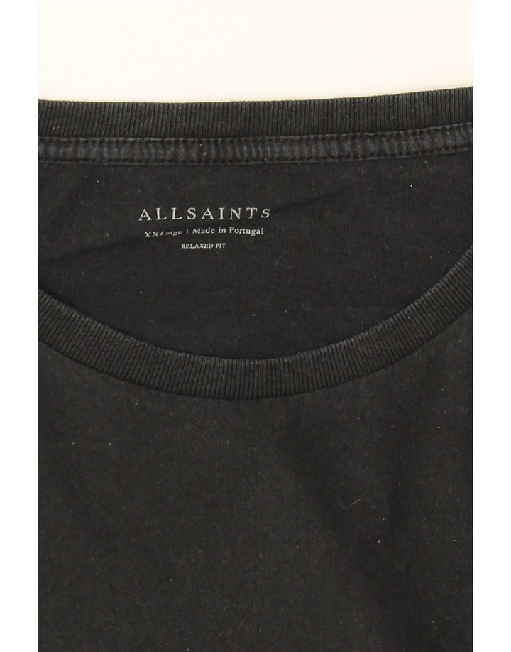 All Saints Mens Relaxed Fit Top Long Sleeve 2XL Black Colourblock