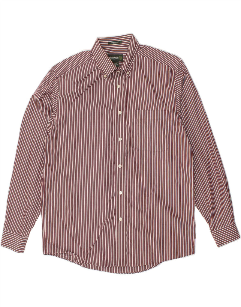 EDDIE BAUER Mens Relaxed Fit Shirt Medium Maroon Striped Cotton | Vintage Eddie Bauer | Thrift | Second-Hand Eddie Bauer | Used Clothing | Messina Hembry 