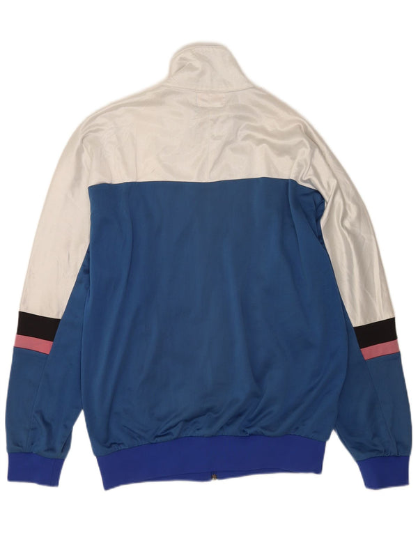 Asics Mens Graphic Tracksuit Top Jacket Large Blue Colourblock Polyamide