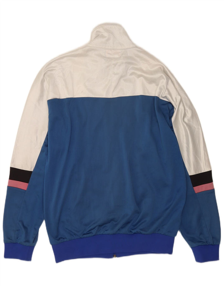 Asics Mens Graphic Tracksuit Top Jacket Large Blue Colourblock Polyamide