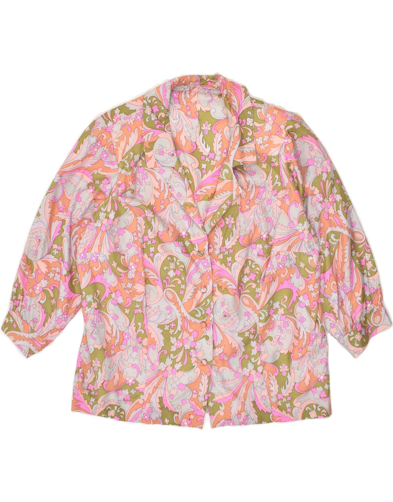 VINTAGE Womens 3/4 Sleeve Shirt Blouse UK 16 Large Pink Floral | Vintage Vintage | Thrift | Second-Hand Vintage | Used Clothing | Messina Hembry 