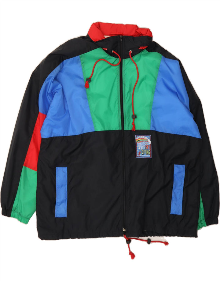 SHAMP Mens Windbreaker Jacket UK 42 XL Black Colourblock Polyester Vintage Shamp and Second-Hand Shamp from Messina Hembry 