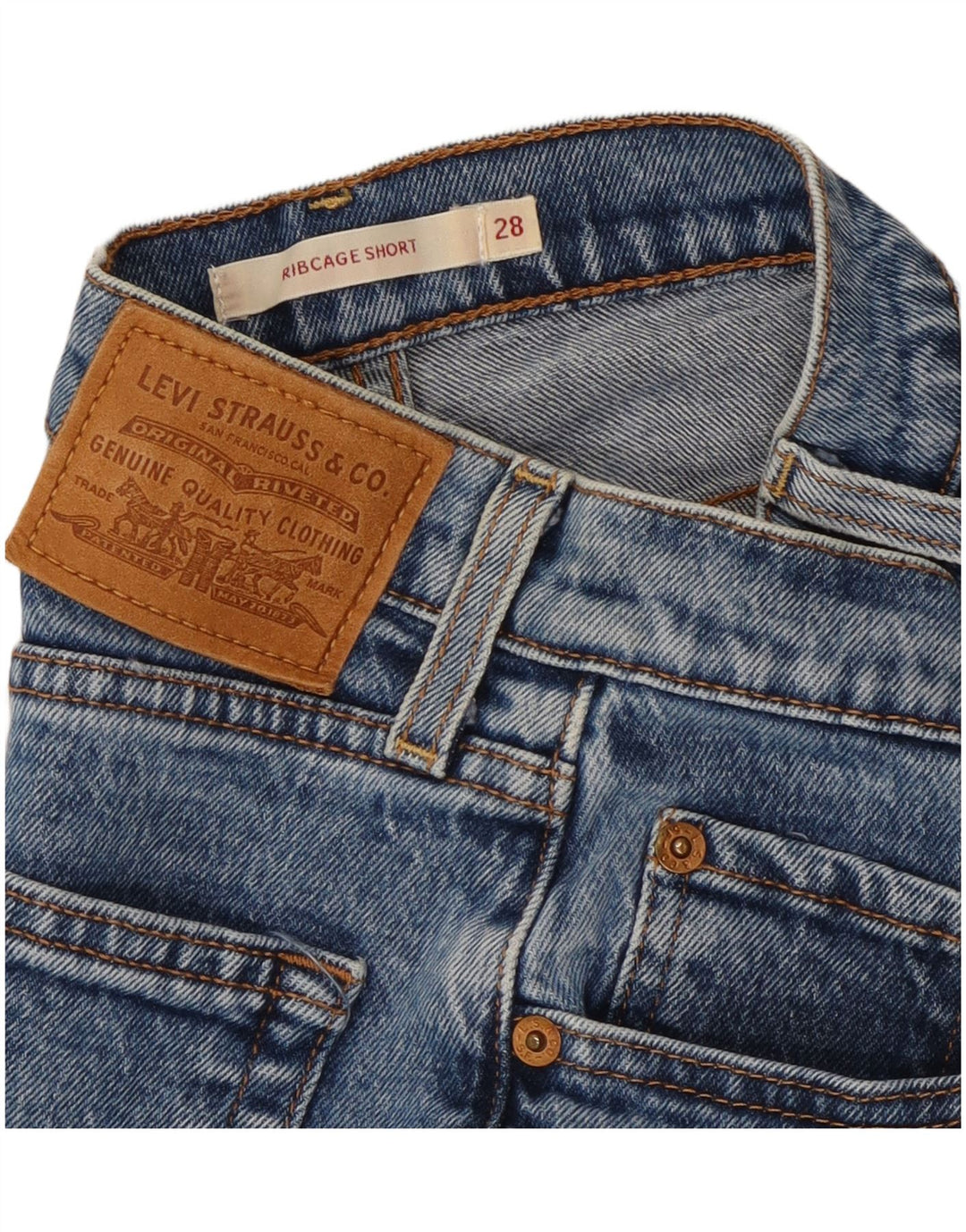 Levi's Womens Ribcage Denim Shorts W28 Medium Blue Cotton