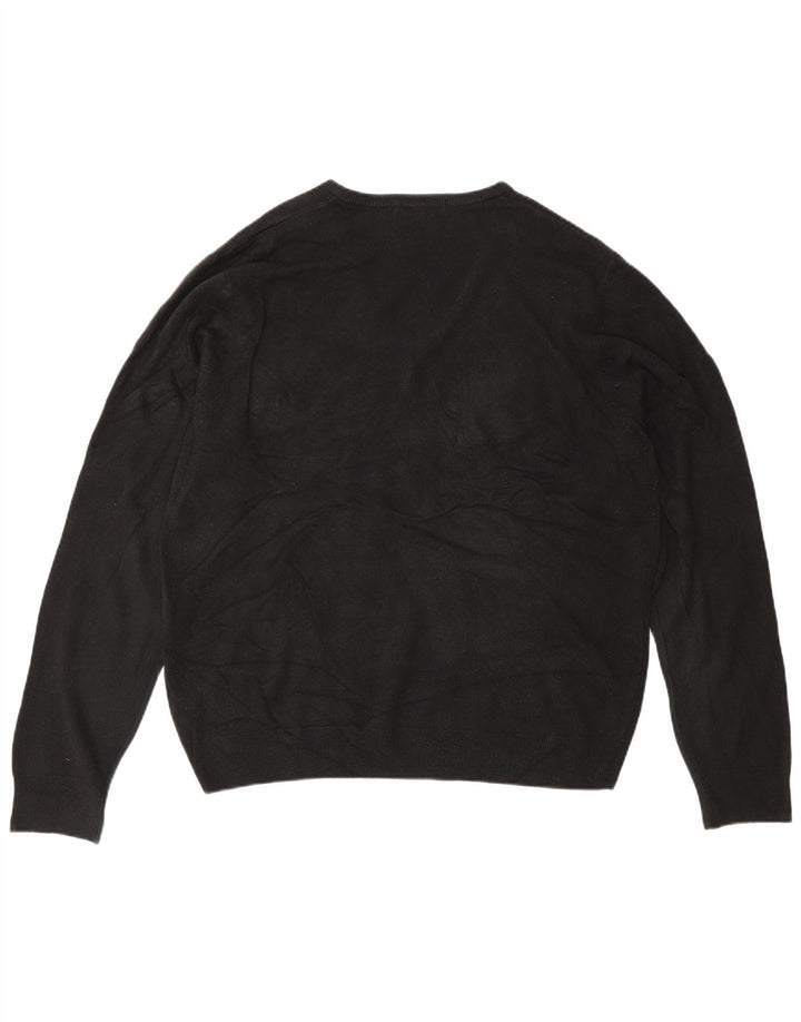Marks & Spencer Mens V-Neck Jumper Sweater Large Black Acrylic