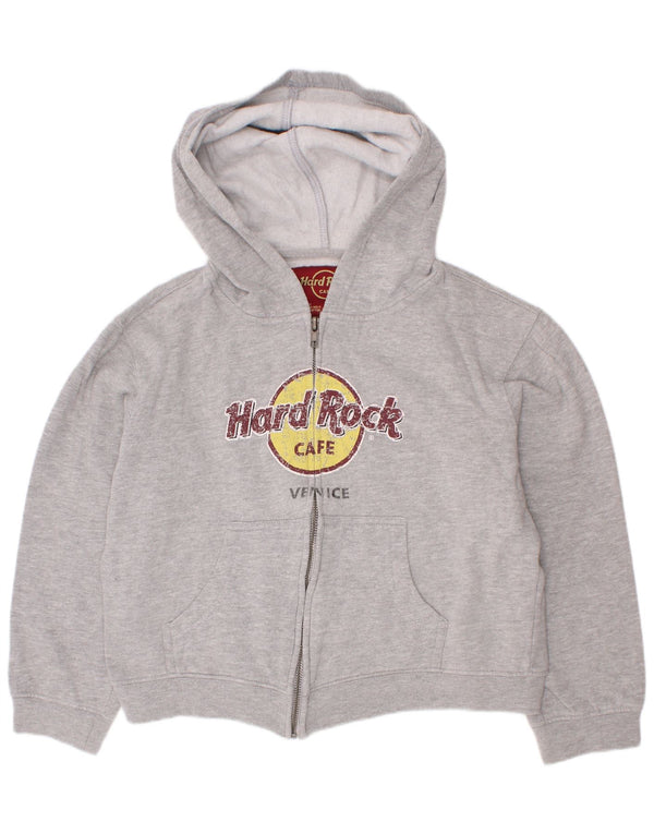 Hard Rock Cafe Girls Graphic Zip Hoodie Sweater 10-11 Years Large Grey