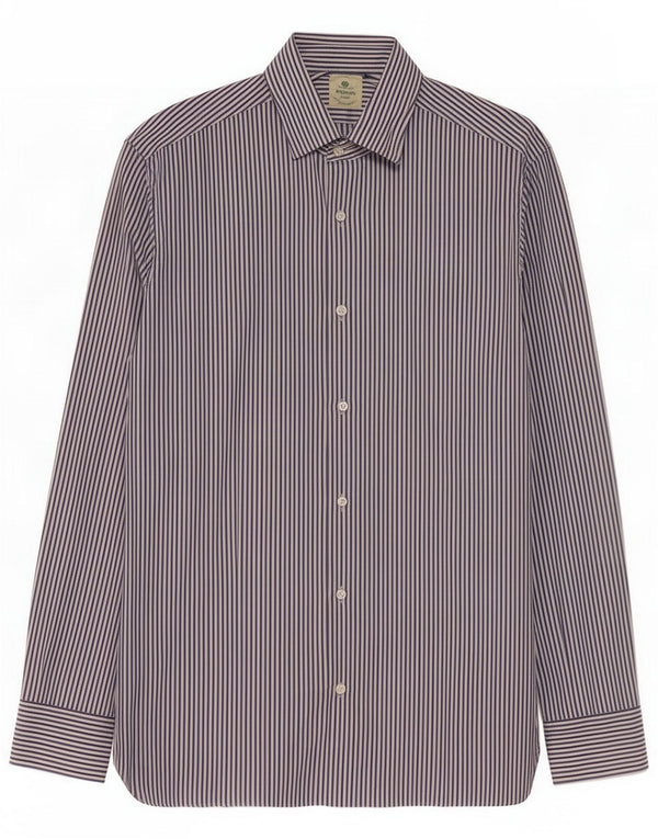 Borrelli Mens Shirt Size 16 41 Large Blue Pinstripe Cotton