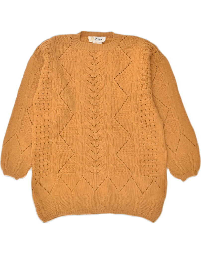 PRINGLE Womens Oversized Crew Neck Jumper Sweater UK 14 Medium Brown Wool | Vintage Pringle | Thrift | Second-Hand Pringle | Used Clothing | Messina Hembry 