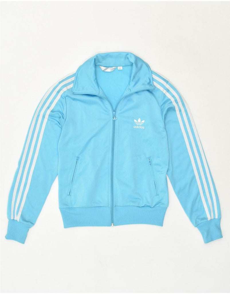 ADIDAS Womens Graphic Tracksuit Top Jacket EU 38 Small Blue Polyester | Vintage Adidas | Thrift | Second-Hand Adidas | Used Clothing | Messina Hembry 