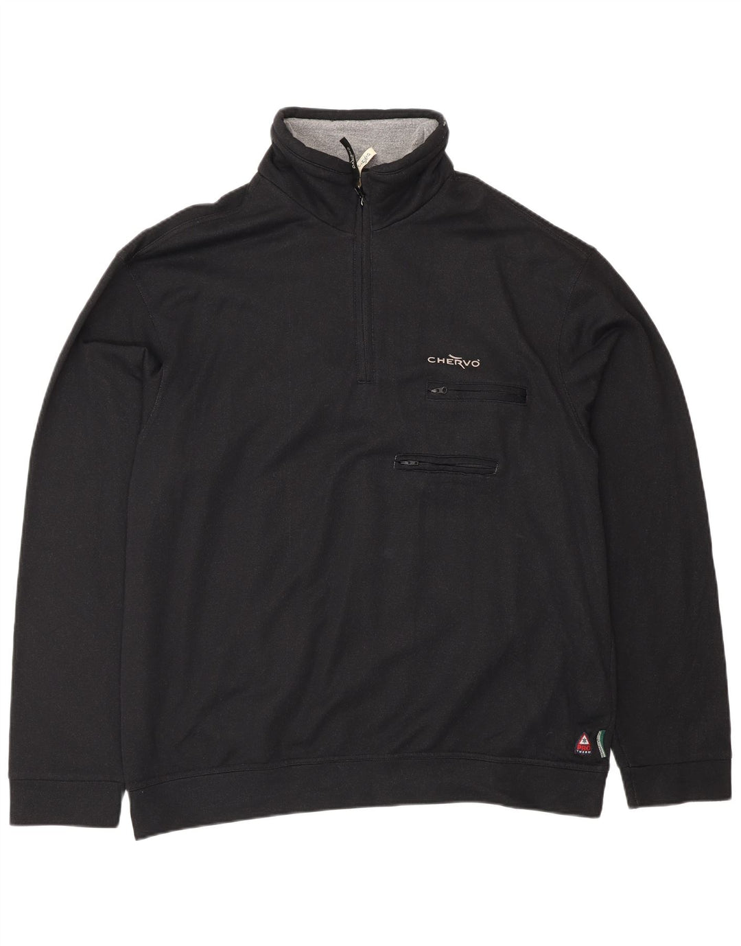 Chervo Mens Zip Neck Sweatshirt Jumper IT 58 3XL Black Polyamide