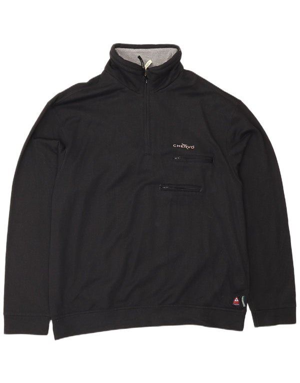 Chervo Mens Zip Neck Sweatshirt Jumper IT 58 3XL Black Polyamide