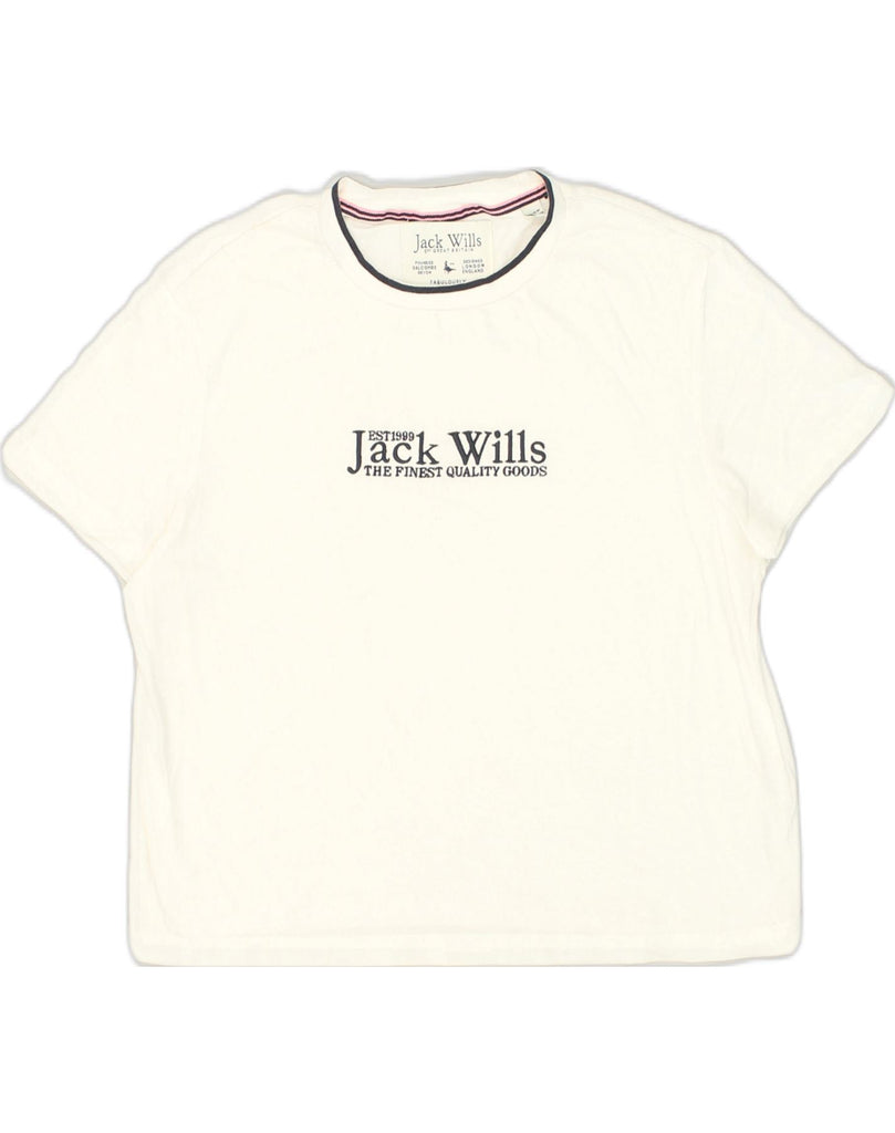 JACK WILLS Womens Graphic T-Shirt Top UK 8 Small White Cotton | Vintage Jack Wills | Thrift | Second-Hand Jack Wills | Used Clothing | Messina Hembry 