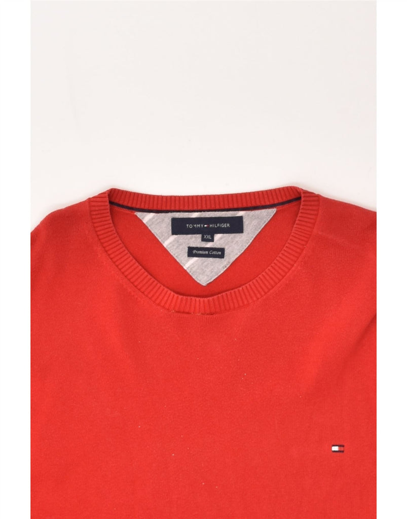 TOMMY HILFIGER Mens Crew Neck Jumper Sweater 2XL Red Cotton | Vintage Tommy Hilfiger | Thrift | Second-Hand Tommy Hilfiger | Used Clothing | Messina Hembry 