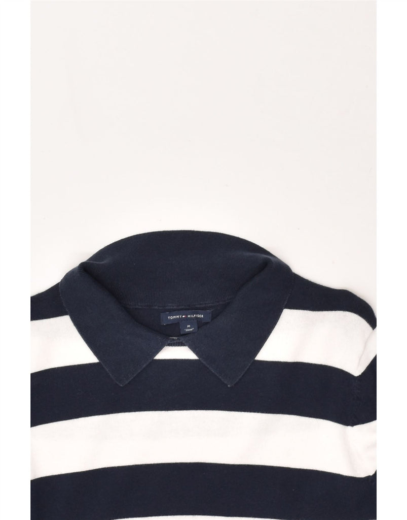 TOMMY HILFIGER Womens Long Sleeve Polo Shirt UK 14 Medium Navy Blue | Vintage Tommy Hilfiger | Thrift | Second-Hand Tommy Hilfiger | Used Clothing | Messina Hembry 