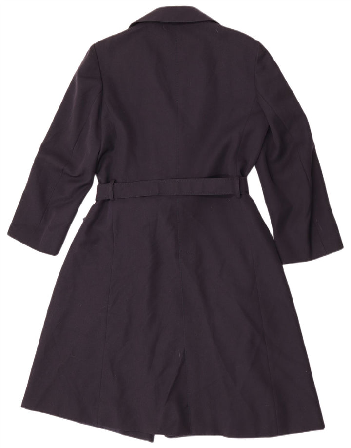 Vintage Womens Double Breasted Trench Coat UK 14 Medium Navy Blue Polyester
