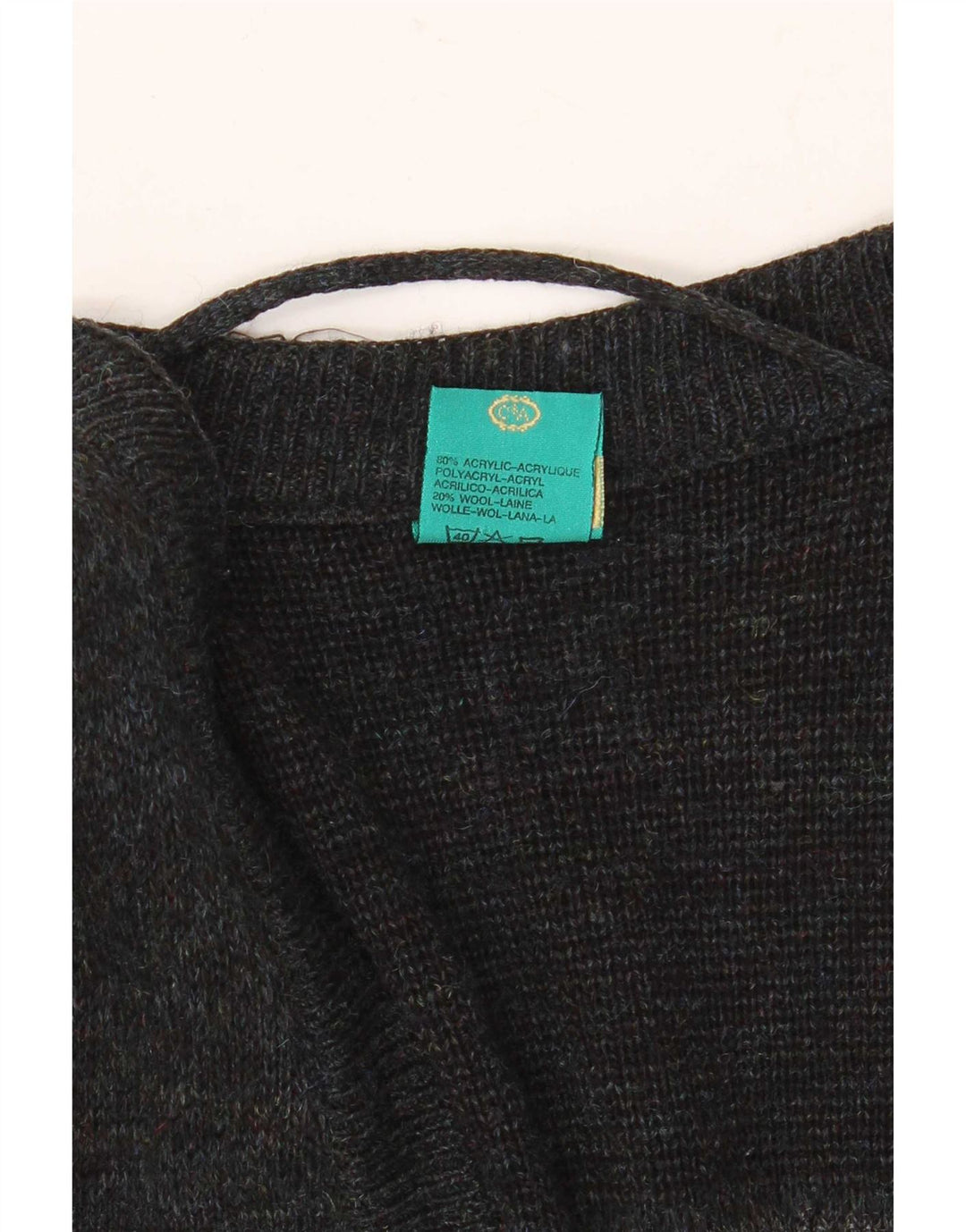 C&A Mens Canda Cardigan Sweater Large Navy Blue Fair Isle Acrylic
