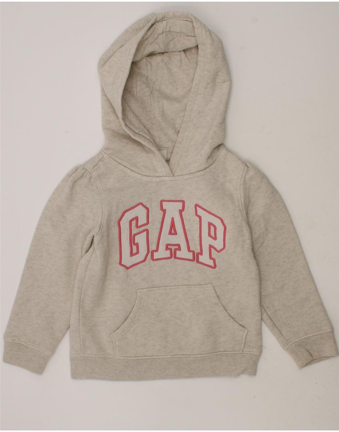GAP Girls Graphic Hoodie Jumper 3-4 Years Grey Cotton Vintage