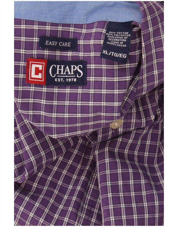 Chaps Mens Easy Care Shirt XL Purple Check Cotton