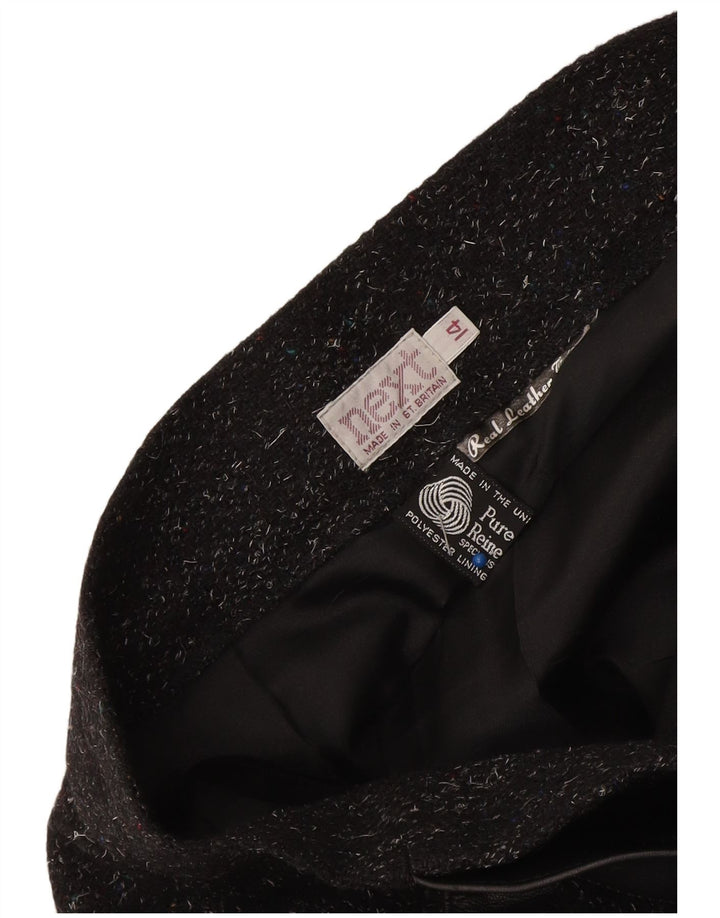 Next Womens Midi Skirt UK 14 Medium W32 Black Flecked Merino Wool