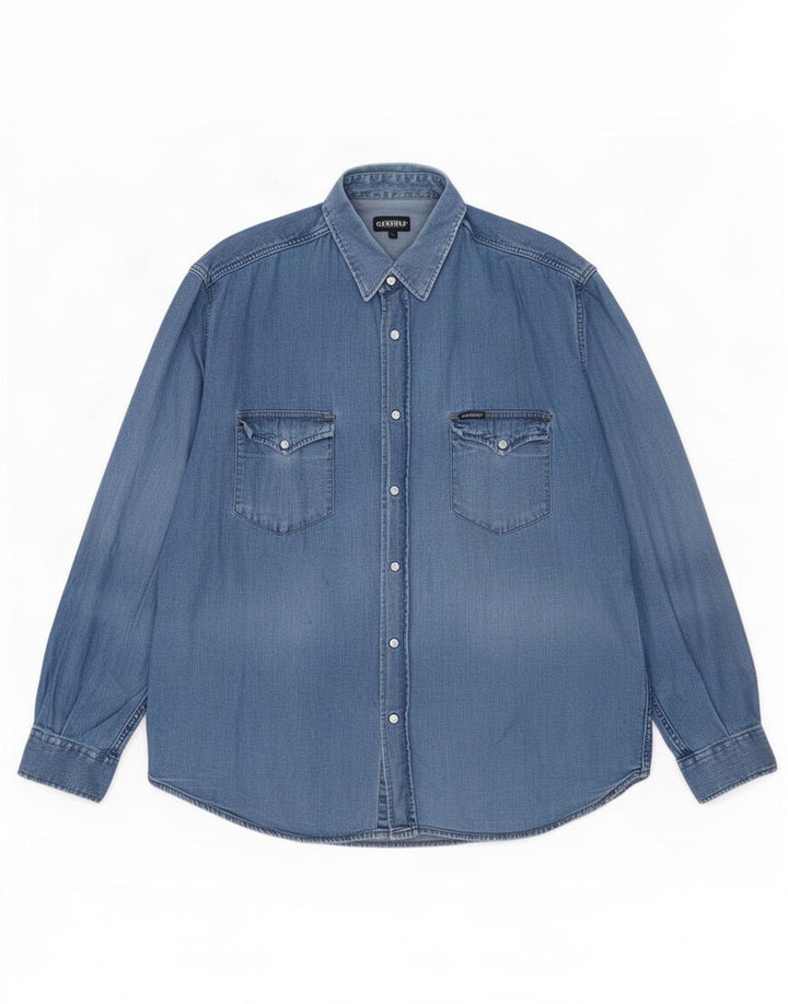 Carrera Mens Denim Shirt 2XL Blue Cotton
